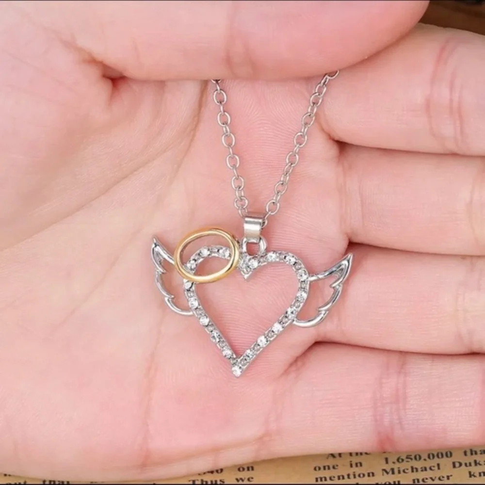 Sterling Silver and Gold Accent Angel Heart Necklace